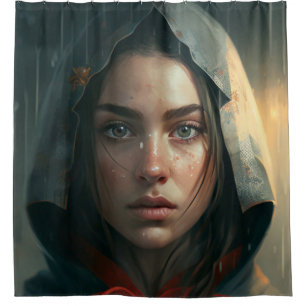 Rideaux De Douche Rain hood girl