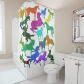 Rideaux De Douche Rainbow Horses - "Dotty about Horses !" (En situation)