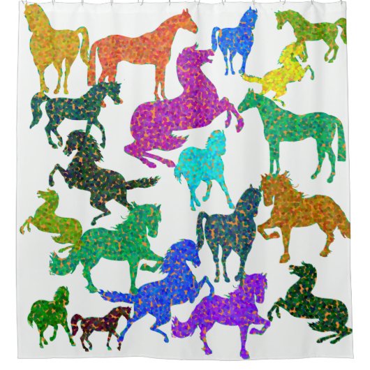 Rideaux De Douche Rainbow Horses - "Dotty about Horses !" (Devant)
