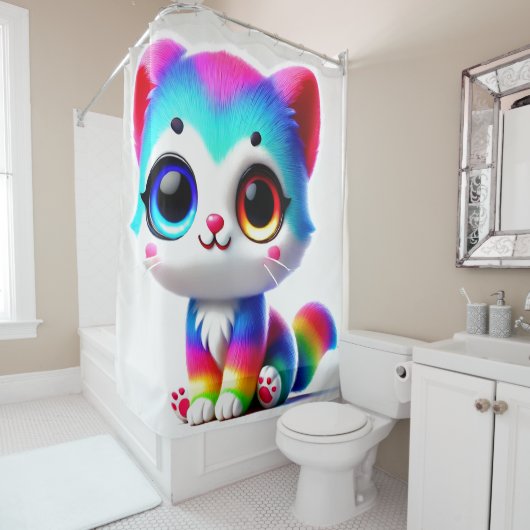 Rideaux De Douche Rainbow Kitten (En situation)
