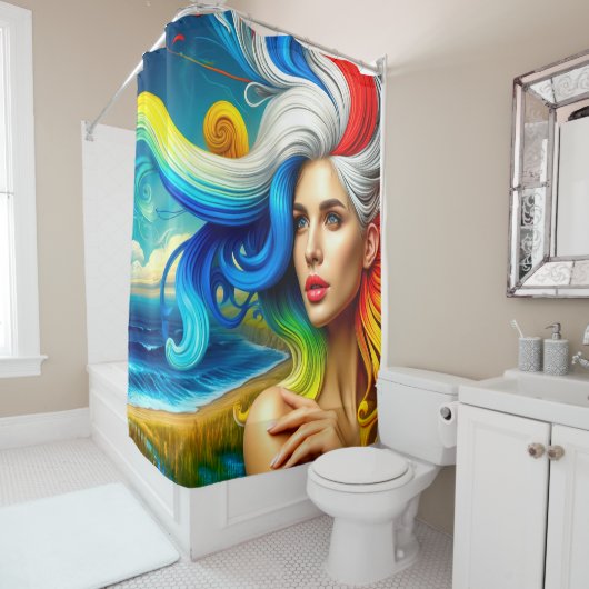 Rideaux De Douche Rainbow Lady (En situation)