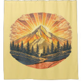 Rideaux De Douche Rainbow Mountain Peak | Retro Mountains Sunrise  (Devant)