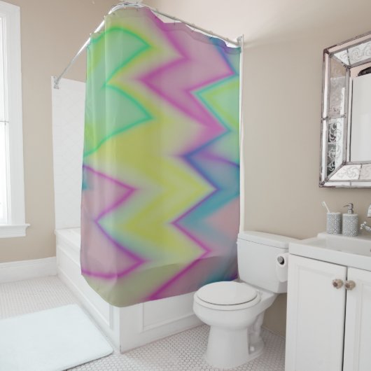 Rideaux De Douche Rainbow Zigzags (En situation)