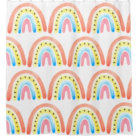 Rideaux De Douche Rainbows Boho Rose Yellow Hearts Nom (Devant)