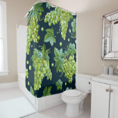 Rideaux De Douche Raisin vert : Aquarelle Motif foncé (En situation)