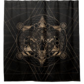 Rideaux De Douche RAM dans la géométrie sacrée - noir et or (Devant)