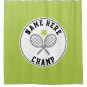 Rideaux De Douche Raquettes de tennis, champion de ballon et nom de (Devant)