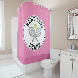 Rideaux De Douche Raquettes de tennis et champion de balle et nom du