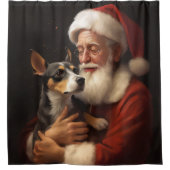 Rideaux De Douche Rat Terrier Avec Noël Festif Du Père Noël (Devant)
