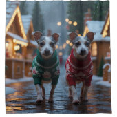 Rideaux De Douche Rat Terrier Dogs Christmas Snow Holiday (Devant)