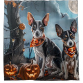Rideaux De Douche Rat Terrier Halloween Éffrayant (Devant)