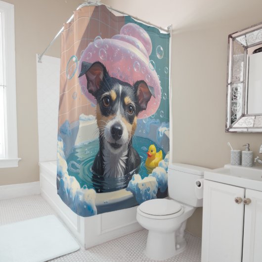 Rideaux De Douche Rat Terrier Sloppy Sleepy mignonne drôle (En situation)