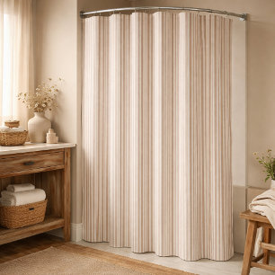 Rideaux De Douche Rayé Beige & Taupe Maison de Campagne Rustique Neu