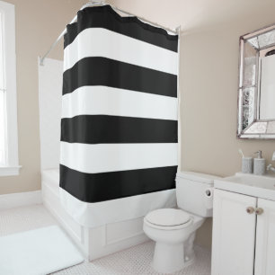 Rideaux De Douche Rayé noir et blanc de base