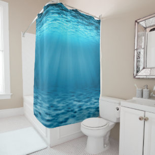 Rideaux De Douche Rayons de lumière océaniques sous-marins en bleu