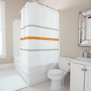 Rideaux De Douche Rays orange gris élégants sur fond blanc