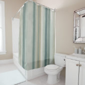 Rideaux De Douche Rayure Beige Sarcelle Vert Bleu Clair Usé (En situation)