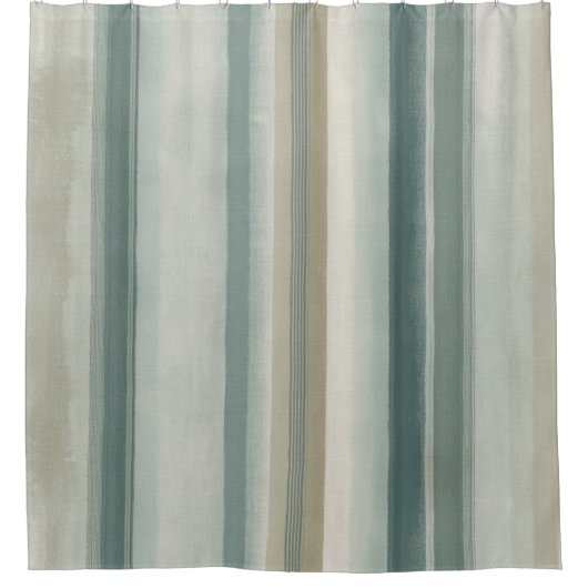Rideaux De Douche Rayure Beige Sarcelle Vert Bleu Clair Usé (Devant)