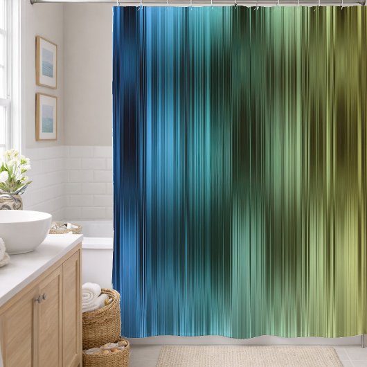 Rideaux De Douche Rayure bleue et dorée