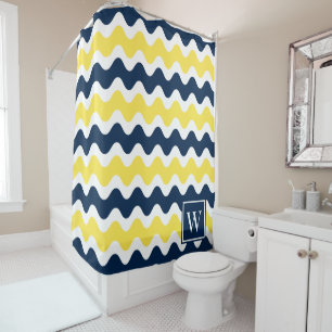 Rideaux De Douche Rayure de ric rac préppy jaune et marine
