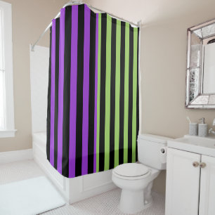 Rideaux De Douche Rayure d'Halloween verte violette et noire