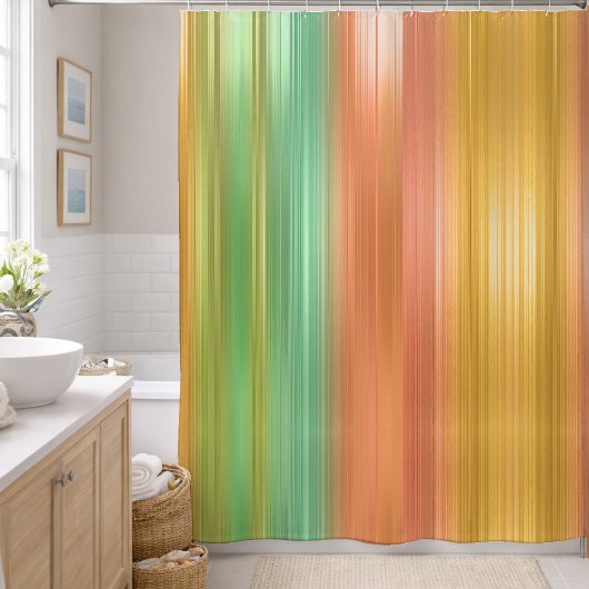 Rideaux De Douche Rayure dorée verte pêche