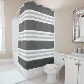 Rideaux De Douche Rayure gris-foncé moderne (En situation)