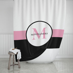 Rideaux De Douche Rayure multicolore moderne avec monogramme