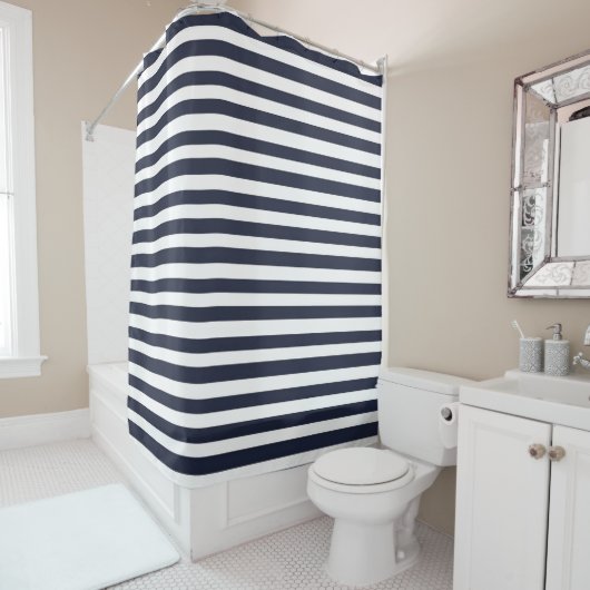Rideaux De Douche Rayure noire et blanche (En situation)