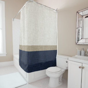 Rideaux De Douche Rayure simple bleu foncé kaki bronzé clair