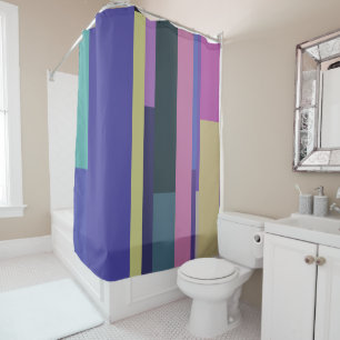 Rideaux De Douche Rayures Abstraites violettes, roses et gris