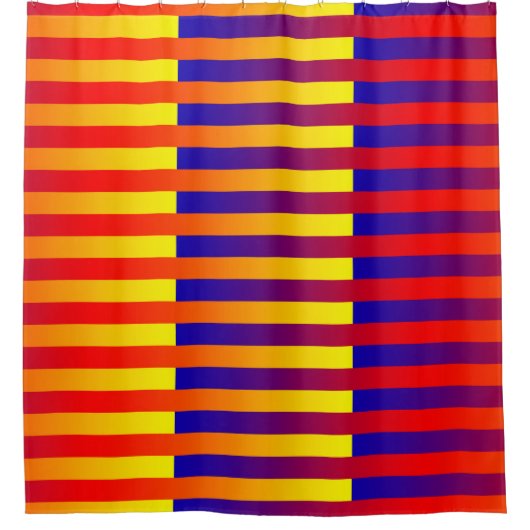 Rideaux De Douche Rayures Bleu Rouge Jaune (Devant)