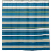 Rideaux De Douche Rayures bleues, blanches, vertes (Devant)