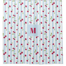 Rayures Bleues Cerise Personnalisées Rétro Mignonn