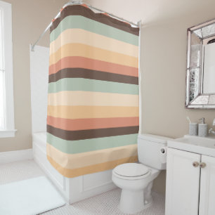 Rideaux De Douche rayures Brown, vertes, jaunes et orange