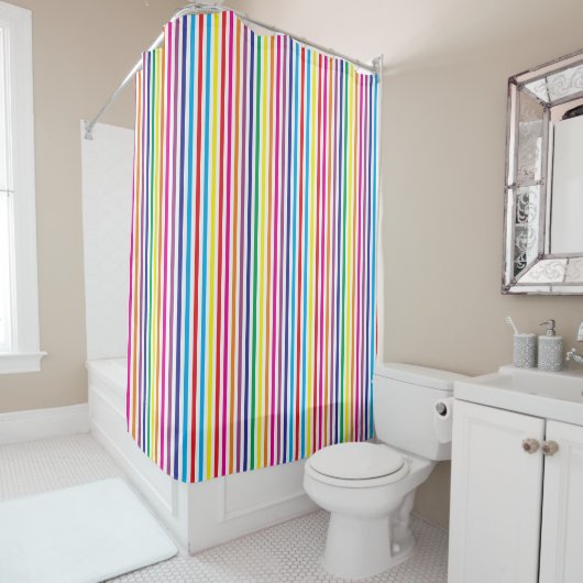 Rideaux De Douche Rayures Colorées (En situation)