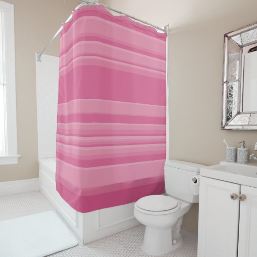 Rideaux De Douche Rayures complexes en rose (En situation)