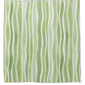 Rideaux De Douche Rayures crème vert citron ondulées (Devant)
