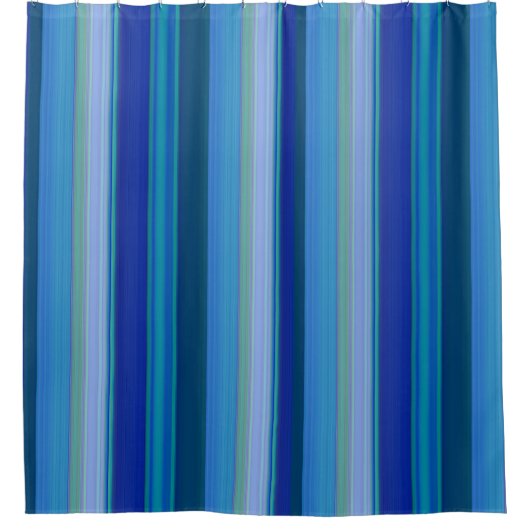 Rideaux De Douche Rayures dans des nuances de bleu (Devant)