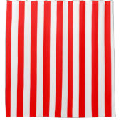 Rideaux De Douche Rayures de cabane rouge et blanc (Devant)