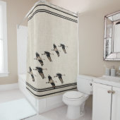 Rideaux De Douche Rayures de toile de Faux de faune d'oiseaux de (En situation)