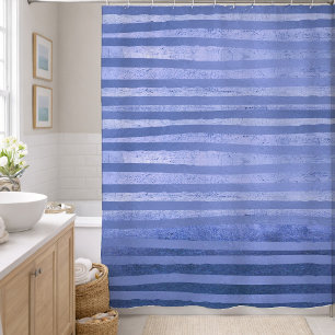 Rideaux De Douche Rayures de ton bleu contemporain