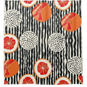 Rideaux De Douche Rayures de tranches de citrus gras (1)