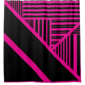 Rideaux De Douche Rayures de triangles en magenta et noir (Devant)