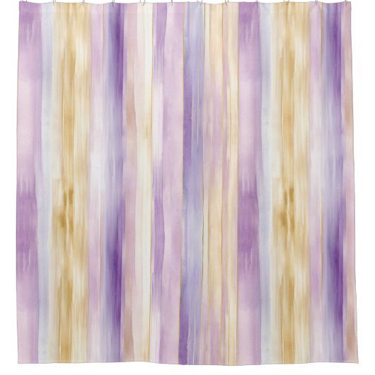 Rideaux De Douche Rayures d'iris à la crème violette   (Devant)