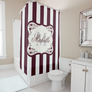 Rideaux De Douche Rayures et monogrammes