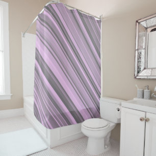 Rideaux De Douche Rayures Gris Violet