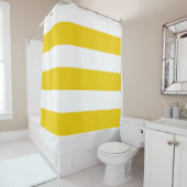 Rideaux De Douche Rayures horizontales blanches et jaunes (En situation)