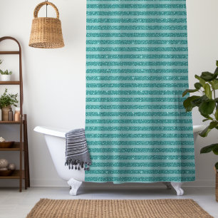 Rideaux De Douche Rayures horizontales de style pailleté vert sarcel