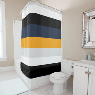 Rideaux De Douche Rayures jaunes, bleues, blanches et noires